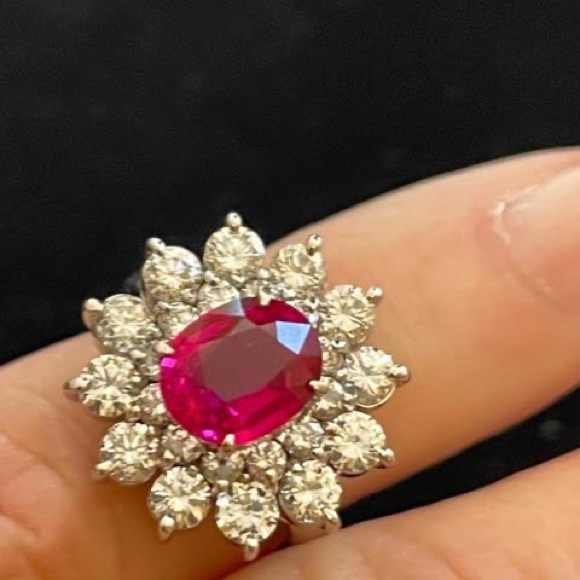 Estate Ruby Diamond Ring - Picture 2 of 5